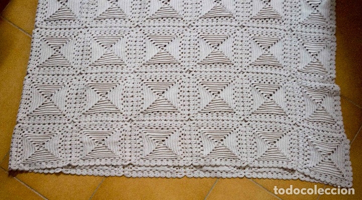 Antig&uuml;edades: Colcha de ganchillo para cama de 90. - Foto 6