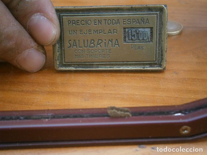 Antiquit&eacute;s: &iexcl;&iexcl;PRECIOSO MOLDE DE IMPRENTA A&Ntilde;OS 40 50 &iexcl;&iexcl;SALUBRINA CON SOPORTES MAS TIMBRES,UNICO