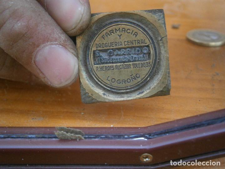 Antiguidades: &iexcl;&iexcl;PRECIOSO MOLDE DE IMPRENTA A&Ntilde;OS 40 50 &iexcl;&iexcl;FARMACIA Y DROGUERIA,,CARRIDO &iexcl;&iexcl;LOGRO&Ntilde;O&iexcl;&iexcl;