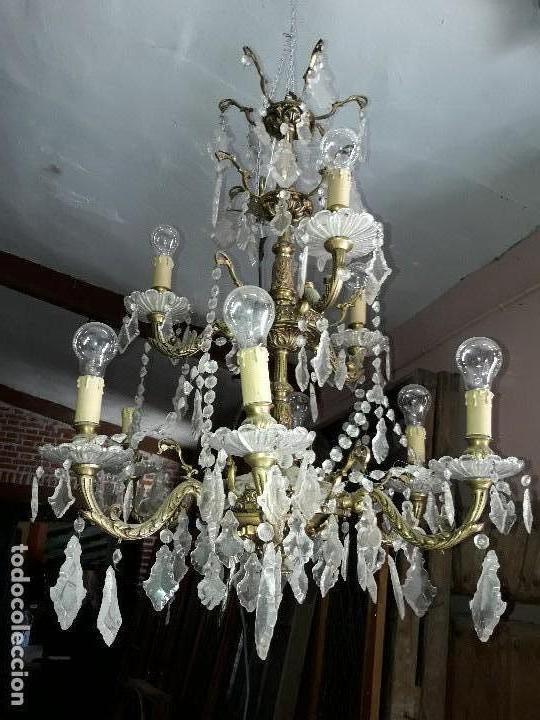 Antig&uuml;edades: L&aacute;mpara cristal y bronce - Foto 1