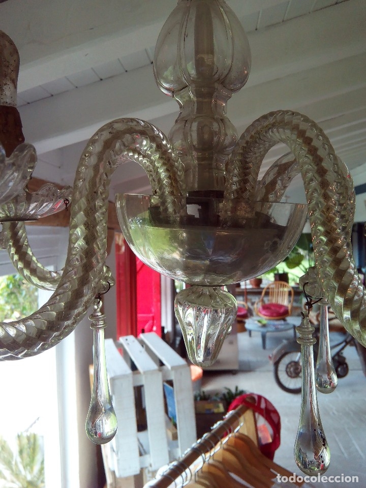 Antig&uuml;edades: L&Aacute;MPARA TECHO CRISTAL, 5 BRAZOS - Foto 9