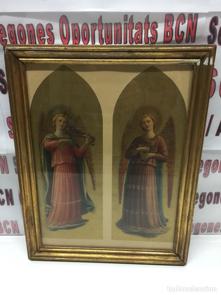 Antig&uuml;edades: Cuadro religioso 2 &aacute;ngeles con instrumento - Foto 1