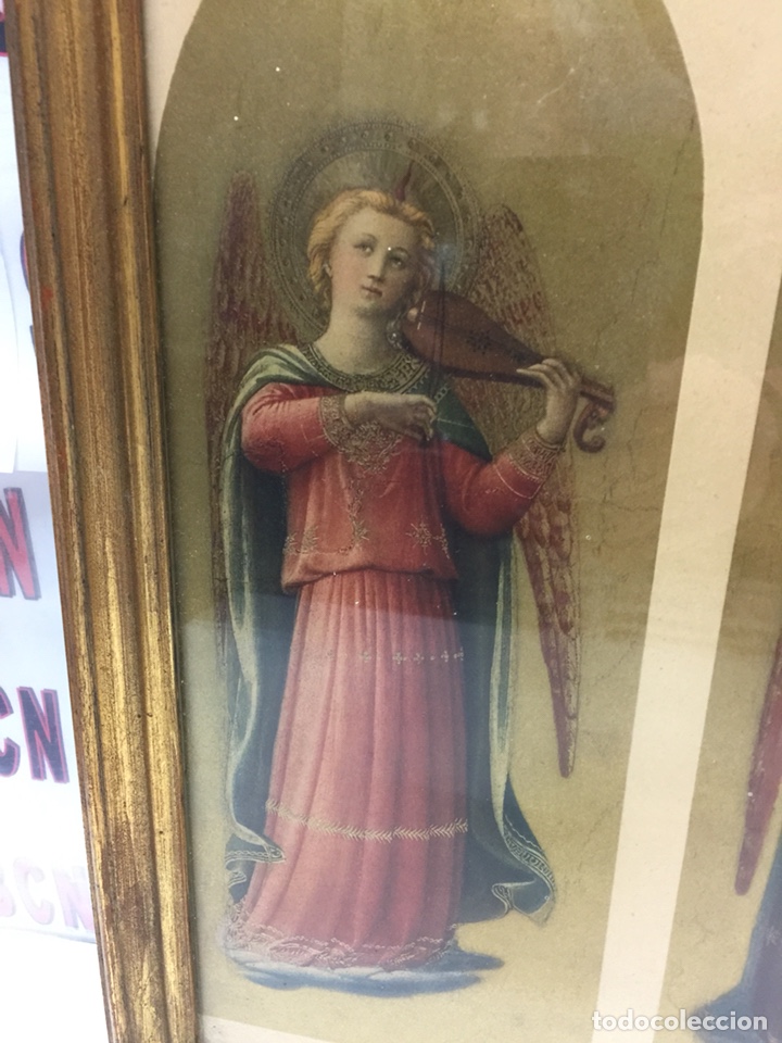 Antig&uuml;edades: Cuadro religioso 2 &aacute;ngeles con instrumento - Foto 2