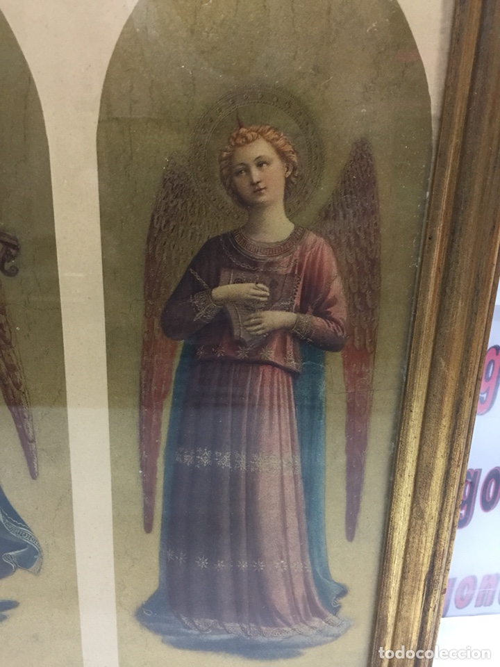 Antig&uuml;edades: Cuadro religioso 2 &aacute;ngeles con instrumento - Foto 3