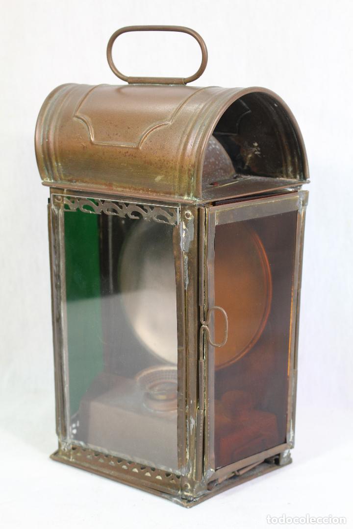 Antig&uuml;edades: farol de tren antiguo de laton - Foto 3