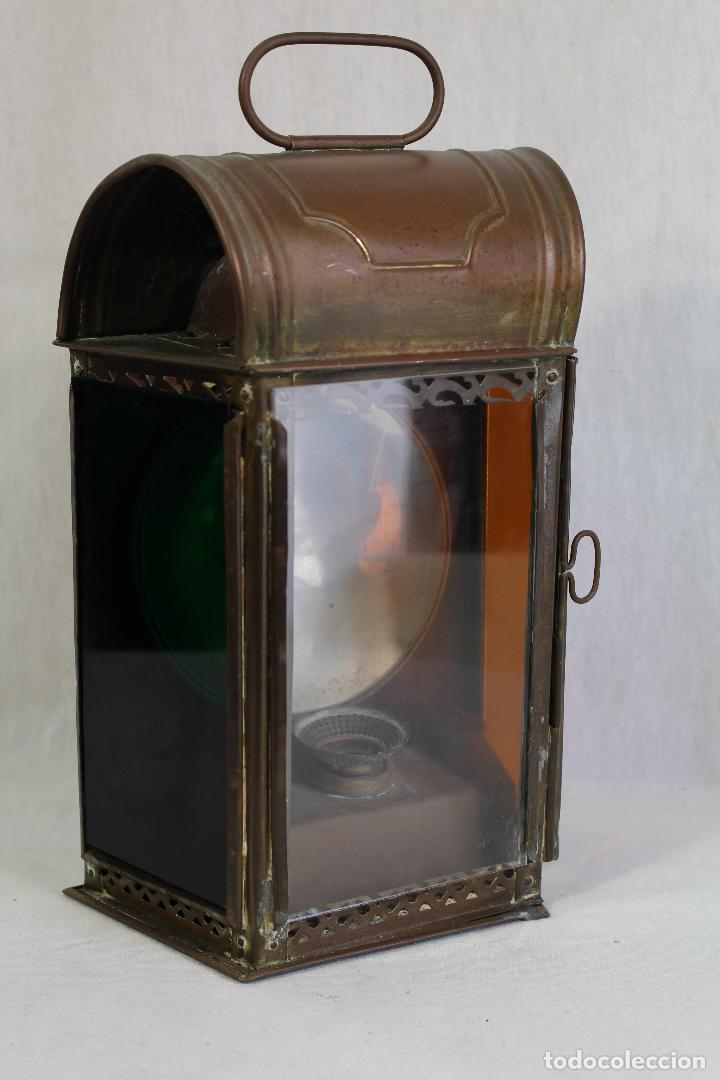 Antig&uuml;edades: farol de tren antiguo de laton - Foto 4