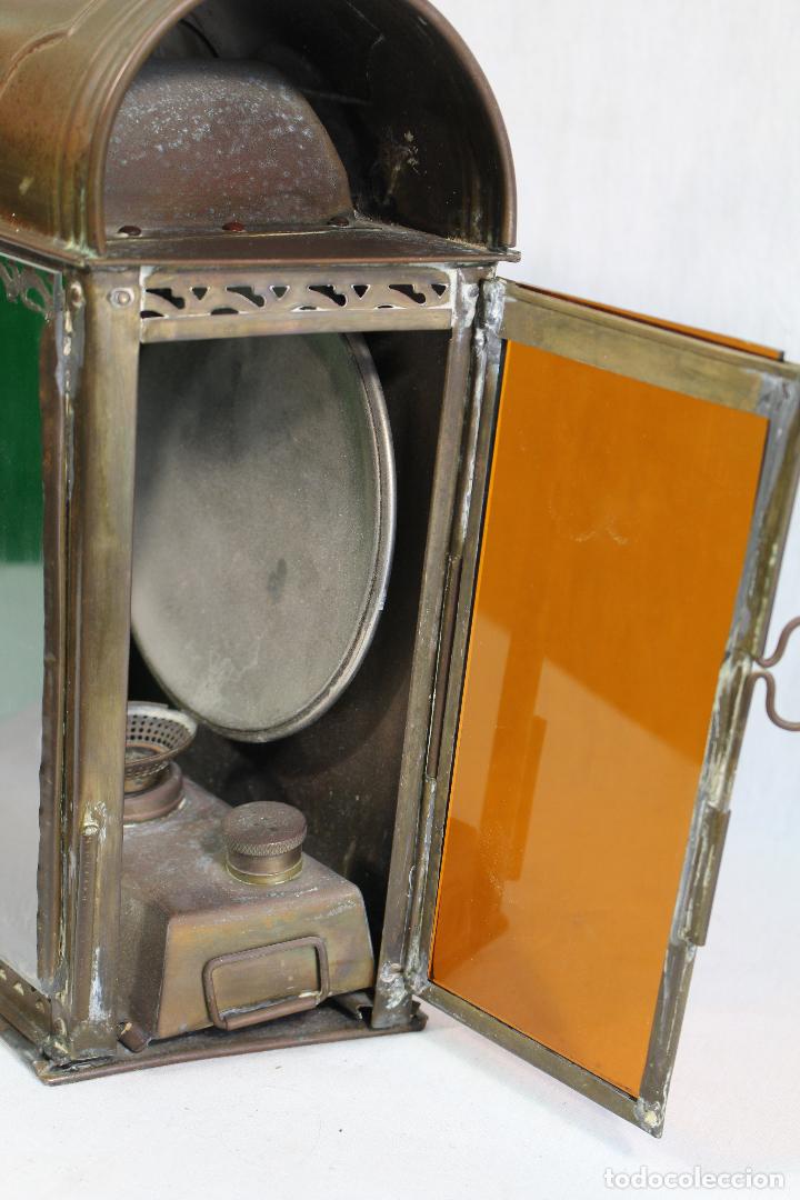 Antig&uuml;edades: farol de tren antiguo de laton - Foto 7