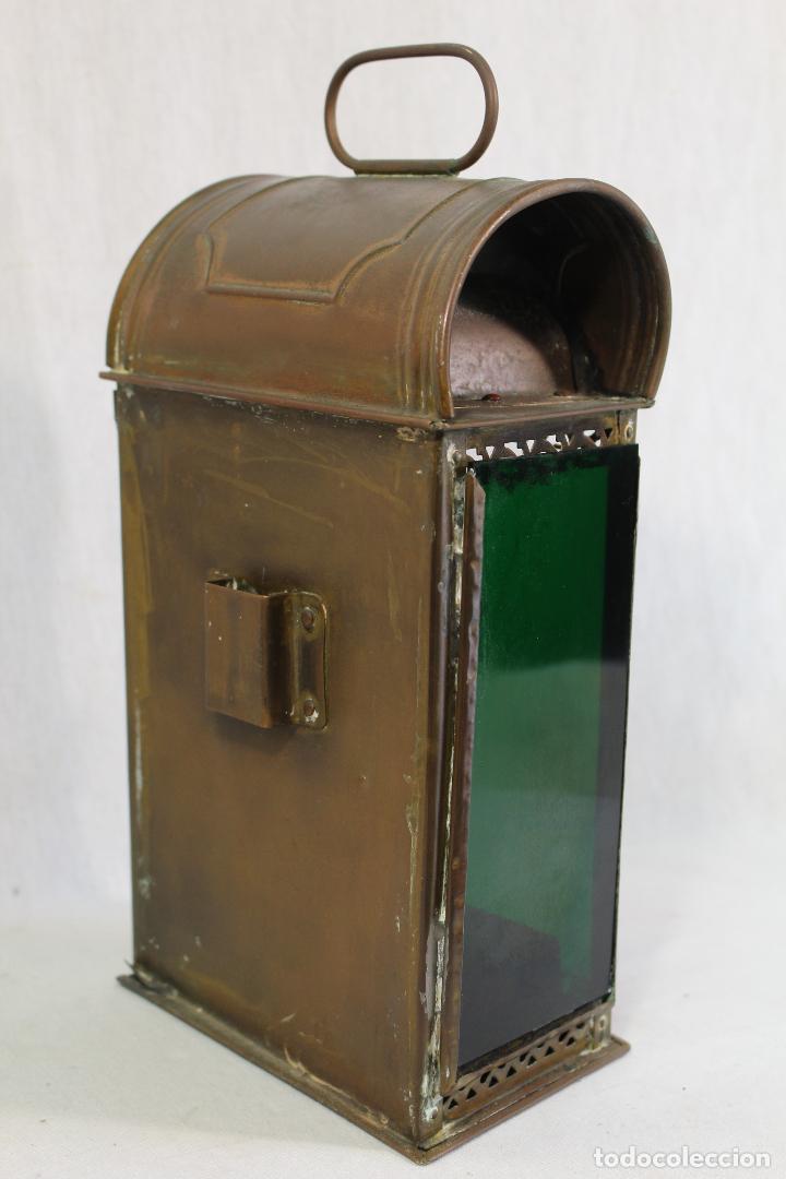 Antig&uuml;edades: farol de tren antiguo de laton - Foto 8