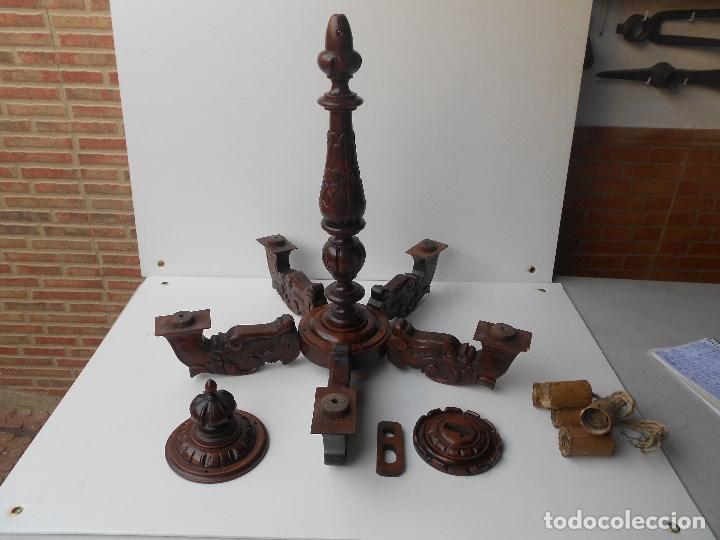 Antig&uuml;edades: lampara madera para cablear - Foto 1