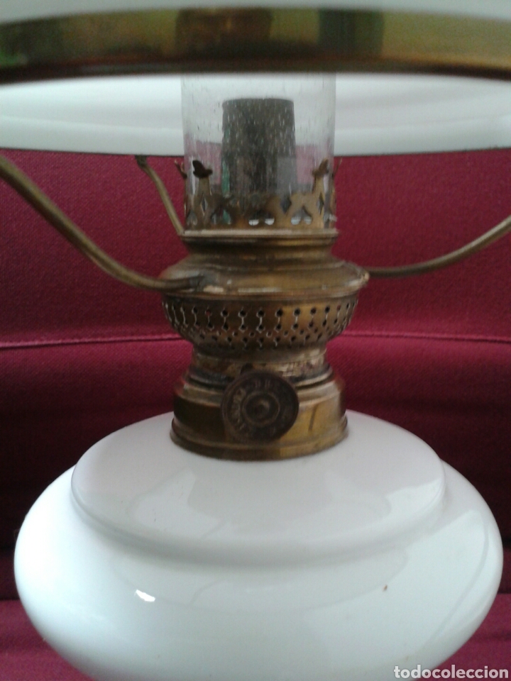 Antig&uuml;edades: ANTIGUO QUINQUE OPALINA COMPLETO - Foto 3