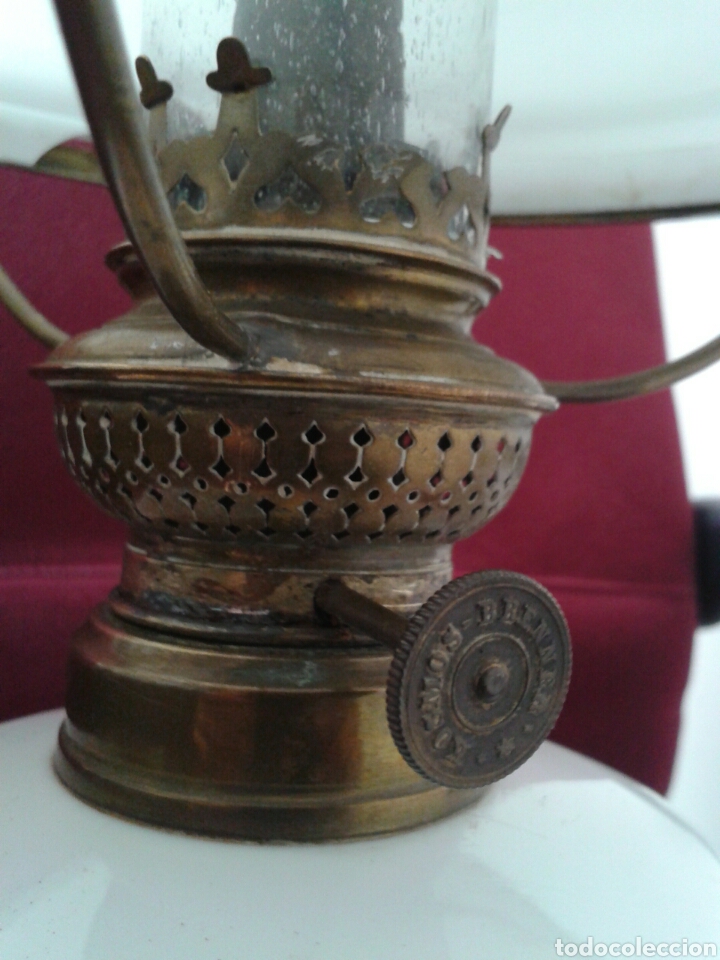 Antig&uuml;edades: ANTIGUO QUINQUE OPALINA COMPLETO - Foto 7