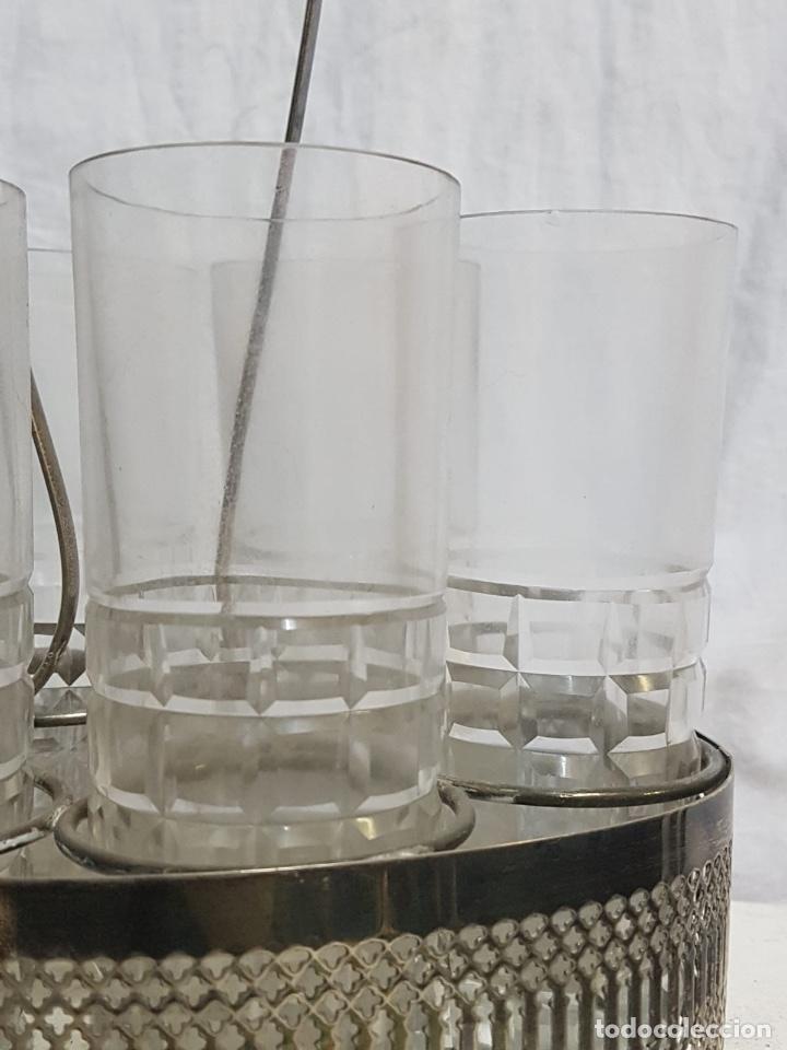 Antig&uuml;edades: Centro de mesa con 6 vasos whisky - Foto 2