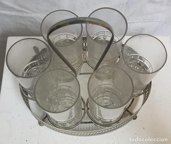 Antig&uuml;edades: Centro de mesa con 6 vasos whisky - Foto 3