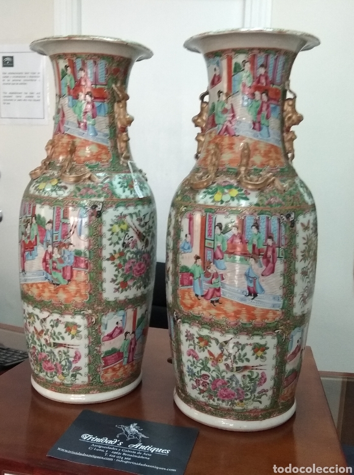 porcelana china, pareja de jarrones chinos, fam - Comprar de Porcelana y Cerámica China en todocoleccion -