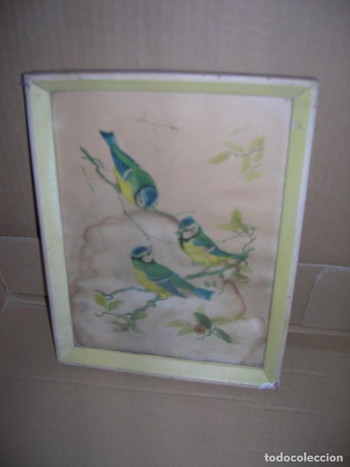 Antiquit&eacute;s: Antiguo cuadro decorativo con pajaros. A&ntilde;os 50. Cuadros y molduras Gil. Calle calabazas 18, Valencia