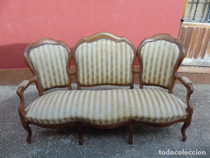 antiguo sofa, tresillo, de madera y tapicería d - Acheter Canapés et  banquettes anciens sur todocoleccion