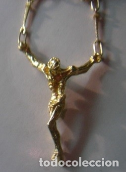 Antig&uuml;edades: cristo dali con cadena de clavos en plata de ley - 50cms - Foto 1