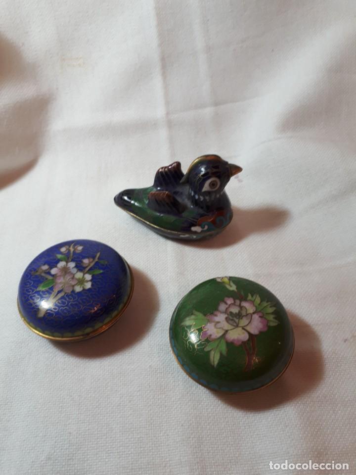 Antig&uuml;edades: Tres cajitas de esmalte cloisonne - Foto 1