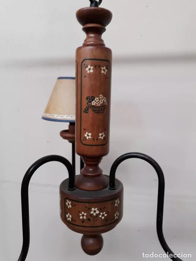 Antig&uuml;edades: LAMPARA DE TECHO DE MADERA - Foto 2