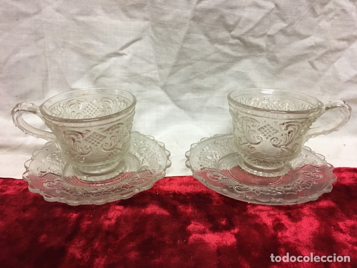 Antig&uuml;edades: Pareja de tazas de cristal - Foto 1