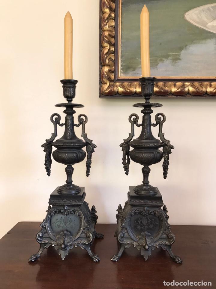 Antig&uuml;edades: Candelabros del siglo XIX, 40 cms - Foto 1