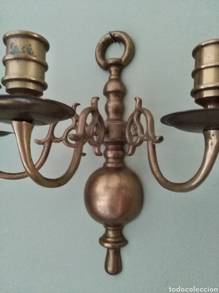 Antigüedades: Antiguo aplique de bronce para velas. - Foto 3 - 131850982