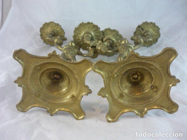 Antig&uuml;edades: Pareja Candelabro Bronce con Querubin - 29cm - Foto 8