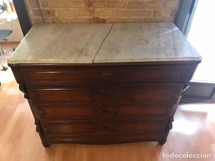 Antig&uuml;edades: C&Oacute;MODA CATALANA DE CAOBA CON MARMOL. - Foto 3