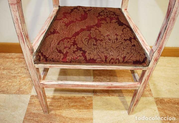 Antig&uuml;edades: SILL&Oacute;N ANTIGUO ESTILO MODERNISTA DE MADERA DECAPADA - Foto 5