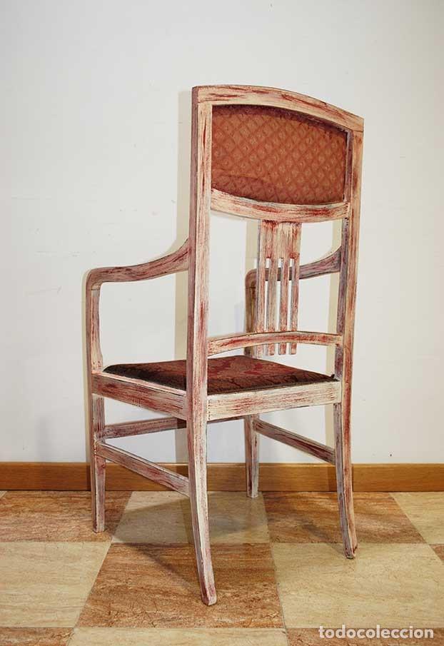 Antig&uuml;edades: SILL&Oacute;N ANTIGUO ESTILO MODERNISTA DE MADERA DECAPADA - Foto 8