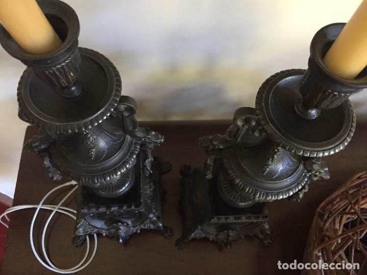 Antig&uuml;edades: Candelabros del siglo XIX, 40 cms - Foto 3