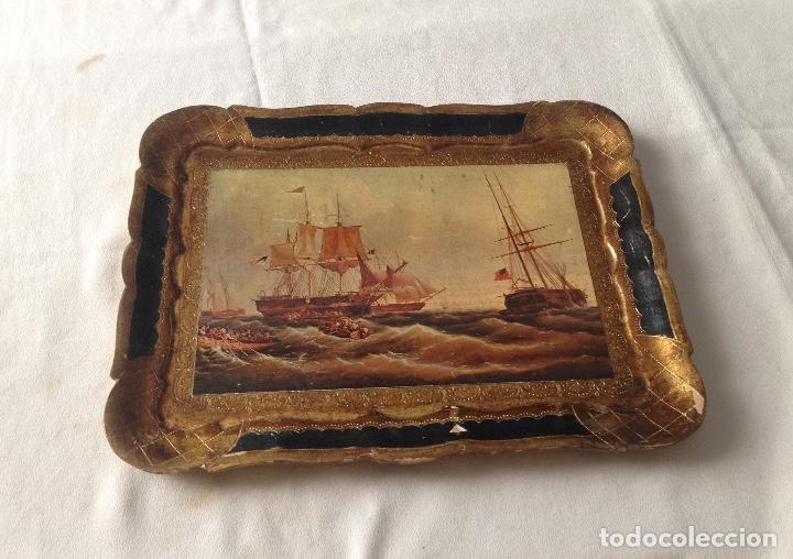 Antig&uuml;edades: BANDEJA ANTIGUA DE MADERA POLICROMADA - Foto 2