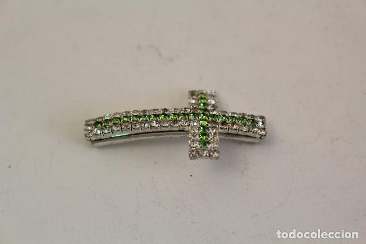 Antig&uuml;edades: cruz curvada en plata de ley y cristales - conector - Foto 3