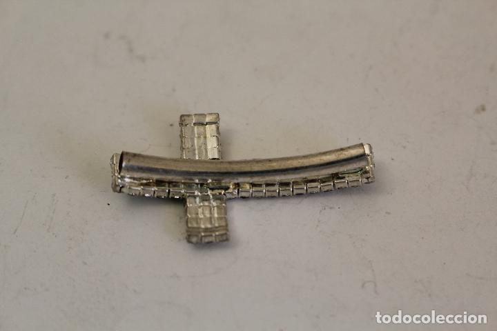Antig&uuml;edades: cruz curvada en plata de ley y cristales - conector - Foto 4