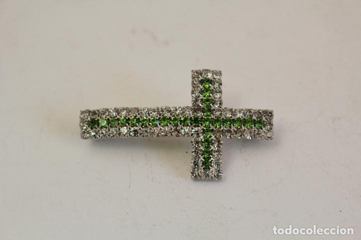 Antig&uuml;edades: cruz curvada en plata de ley y cristales - conector - Foto 5