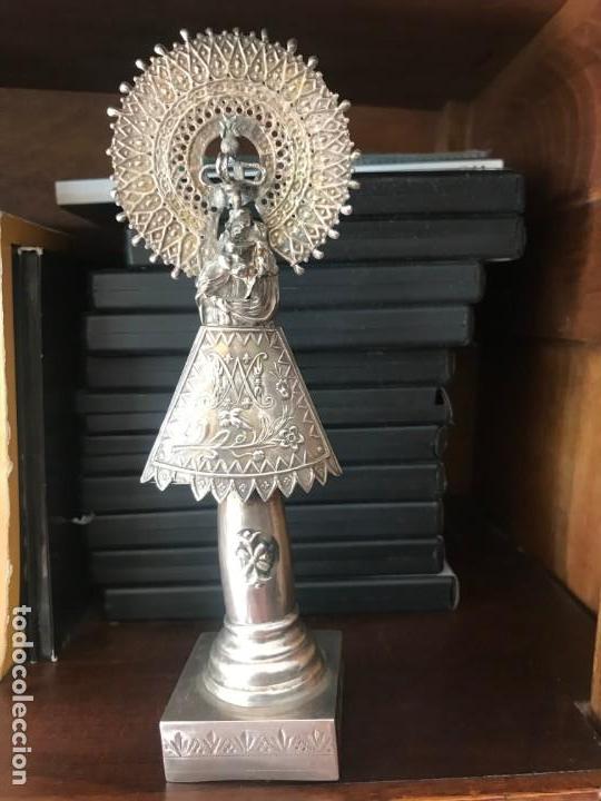 Antig&uuml;edades: virgen del pilar en plata labrada 19 cms - Foto 1