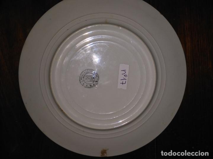 Antigüedades: plato n 17 llano o postre - 19 cm - ceramica porcelana opaca sello san juan - tipo pickman - Foto 2 - 133054154