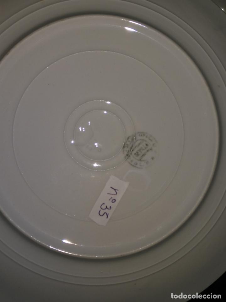Antigüedades: plato n 35 llano principal - 23,5 cm - ceramica porcelana opaca sello san juan - tipo pickman - Foto 2 - 133055902
