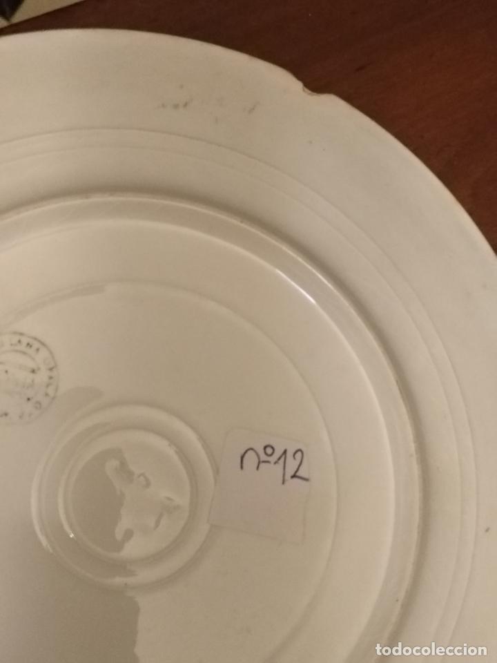 Antigüedades: plato n 12 llano principal - 23,5 cm - ceramica porcelana opaca sello san juan - tipo pickman - Foto 3 - 133056666
