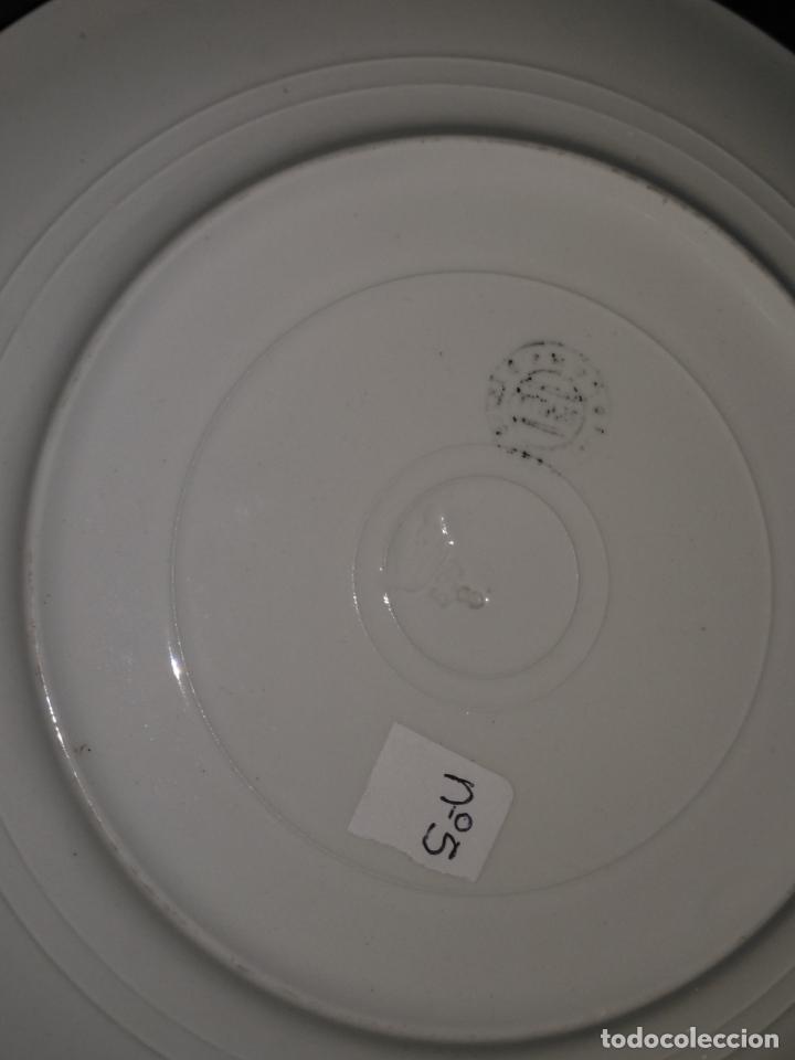 Antigüedades: plato n 5 llano principal - 23,5 cm - ceramica porcelana opaca sello san juan - tipo pickman - Foto 2 - 133056830