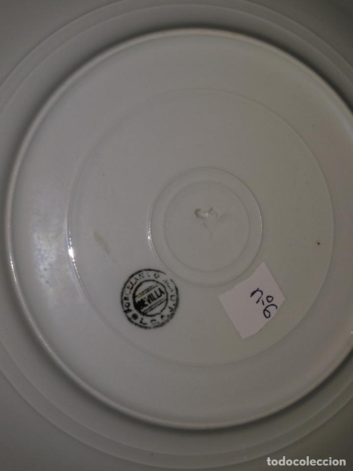 Antigüedades: plato n 6 llano principal - 23,5 cm - ceramica porcelana opaca sello san juan - tipo pickman - Foto 2 - 133057002