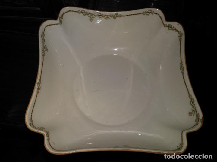 Antigüedades: GRAN BOL ENSALADERA CUADRADA CON FORMAS - ceramica porcelana opaca sello san juan - tipo pickman - Foto 4 - 133058554