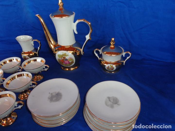 antiguo juego de té o café en dorado y escenas Comprar