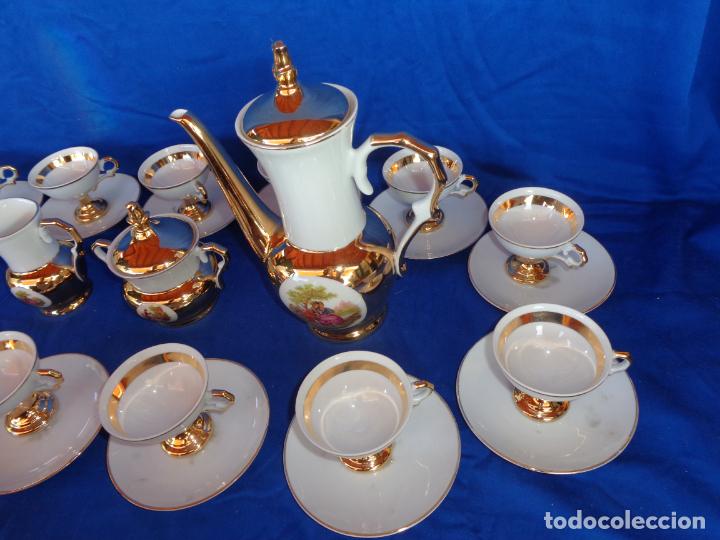 antiguo juego de té o café en dorado y escenas Comprar