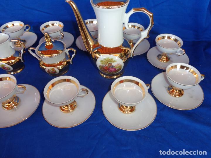 antiguo juego de té o café en dorado y escenas Comprar