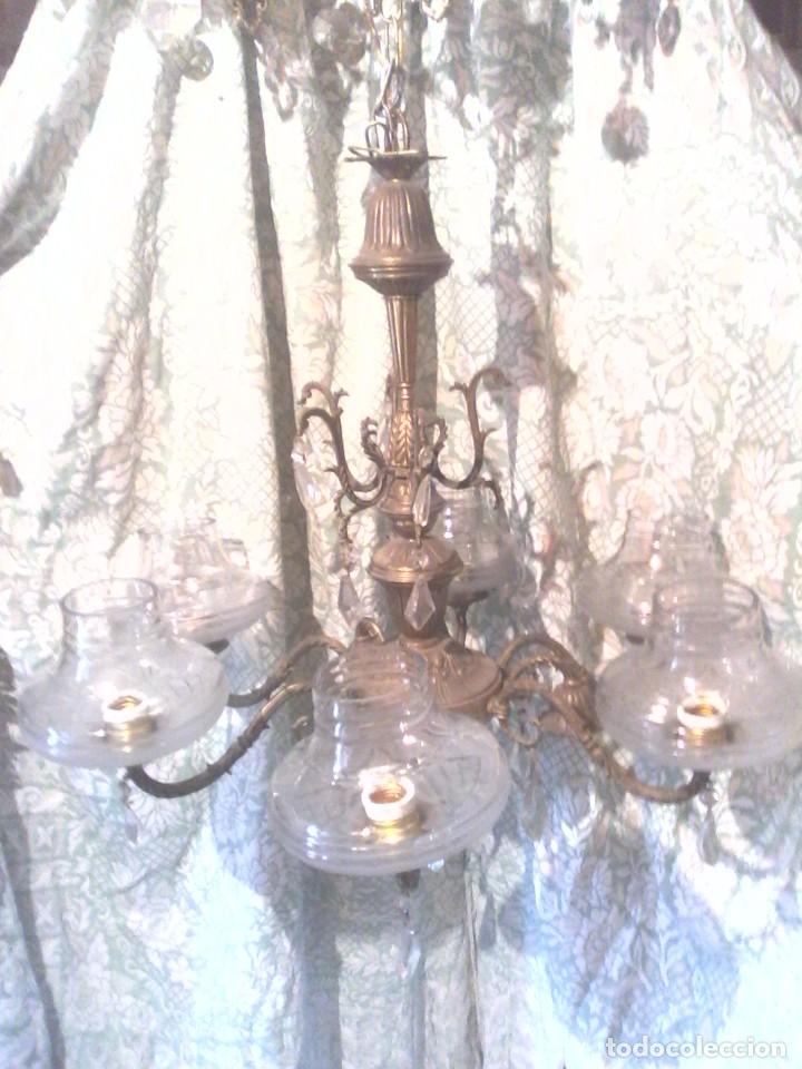 Antig&uuml;edades: LAMPARA DE TECHO - METAL Y CRISTAL . - Foto 1