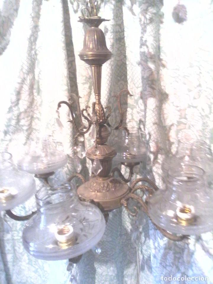 Antig&uuml;edades: LAMPARA DE TECHO - METAL Y CRISTAL . - Foto 2