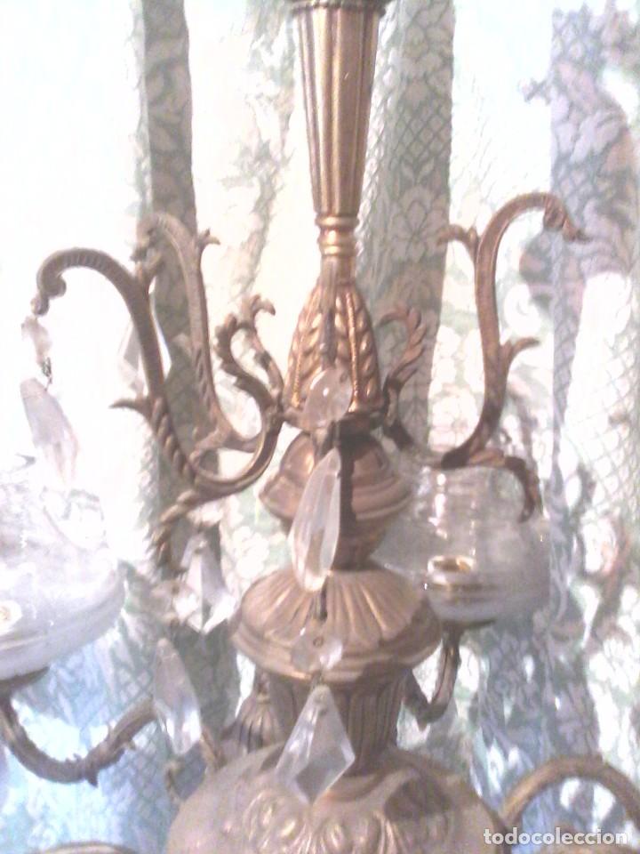 Antig&uuml;edades: LAMPARA DE TECHO - METAL Y CRISTAL . - Foto 6