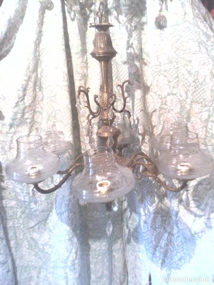 Antig&uuml;edades: LAMPARA DE TECHO - METAL Y CRISTAL . - Foto 8