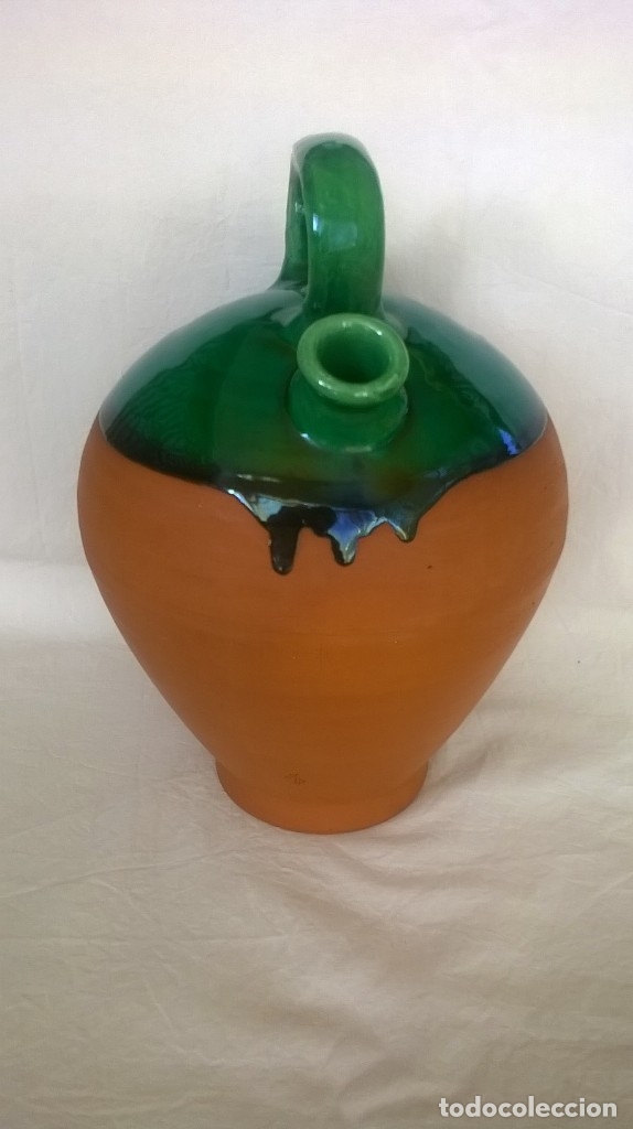 Antig&uuml;edades: BOTIJO ESMALTADO VERDE - Foto 4